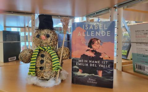 Schneemann mit Buch